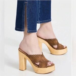 Veronica Beard womens 
Gaynor Suede Platform Mules Hazelwood $395 size 9 NEW